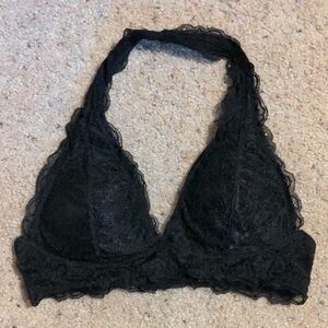 Free Press Black Lace Halter Bralette